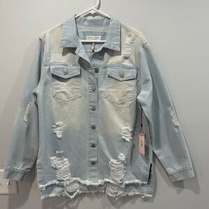 Distressed Light Blue Jean Jacket